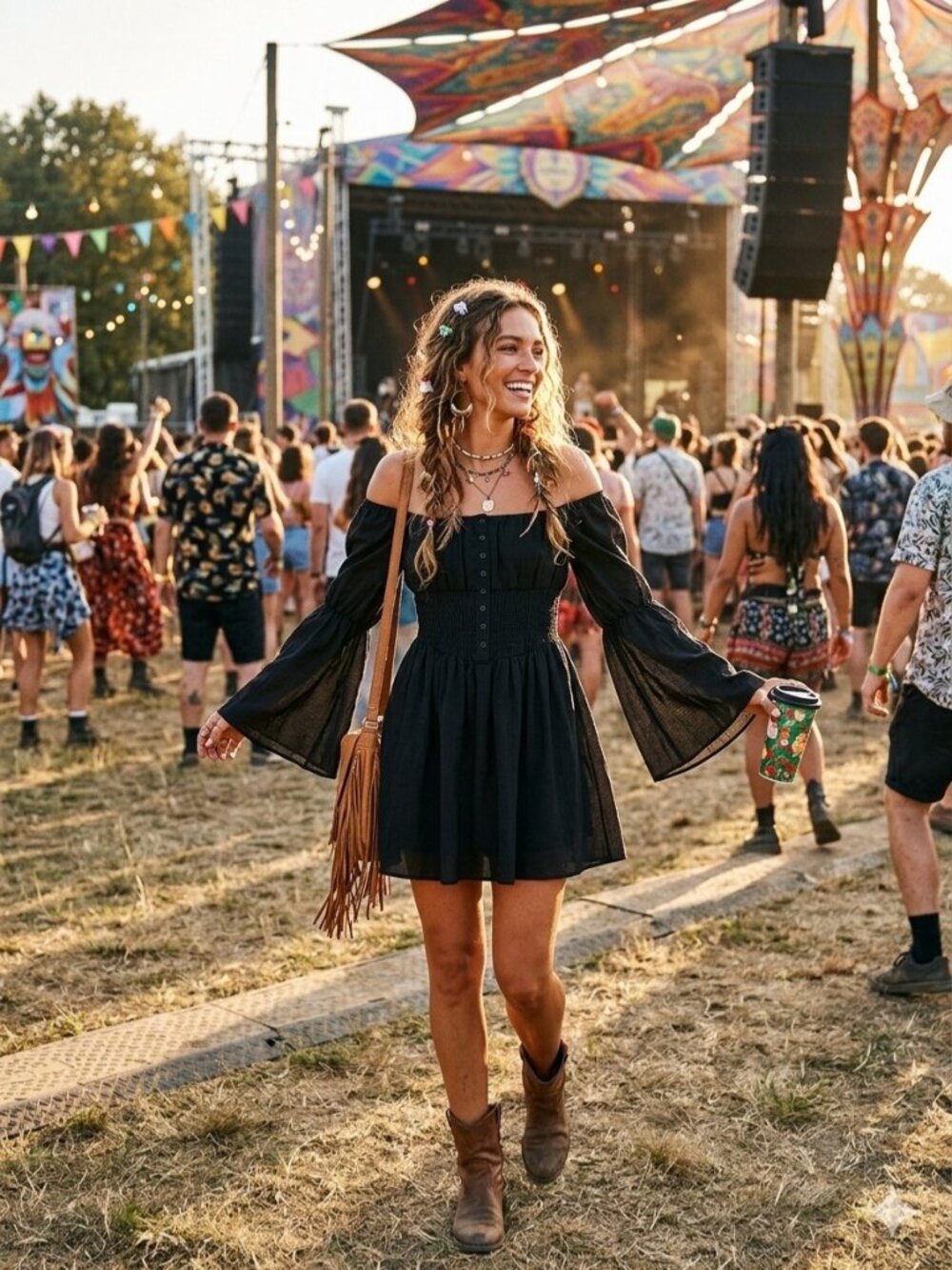 One Love Clothing Off Shoulder Corset Mini Dress Black Size XL Renaissance Cute
